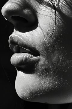 ultra realist photography of a womanâ€™s face and figure in black and white, --ar 2:3 --style raw Job