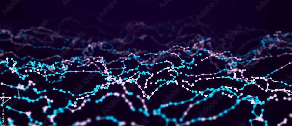 Fototapete Network or connection. Abstract digital background of points and lines. Glowing plexus. Big data. Abstract technology science background. 3d rendering