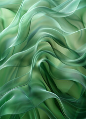Obraz premium Abstract green background with blurred waves and lines, simple design, high resolution, professional illustration. The background is a soft gradient of light green color with smooth curves.