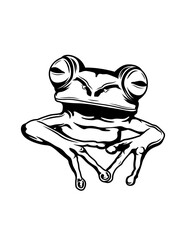 Funny Frog | Tailless Amphibians | Toad | Tadpoles | Bullfrog | Water Animal | Wildlife | Original Illustration | Vector and Clipart | Cutfile and Stencil