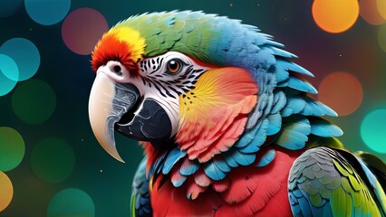 Digital Pop Art Harlequin Macaw Portrait