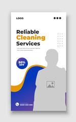 Home and hotel cleaning social media Instagram story post. Cleaning service social media web advertisement banner template