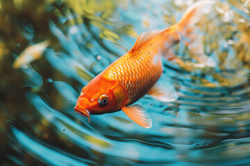 Obraz na płótnie Canvas Goldfish Swimming in Water Pond