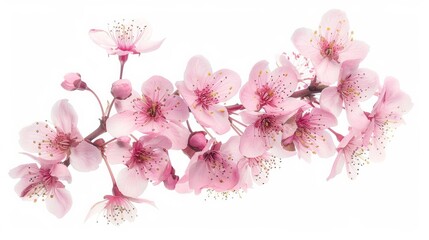 A delicate Sakura flower cherry blossom, beautifully isolated on a white background