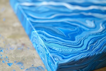 blue acrylic wave patterns on canvas