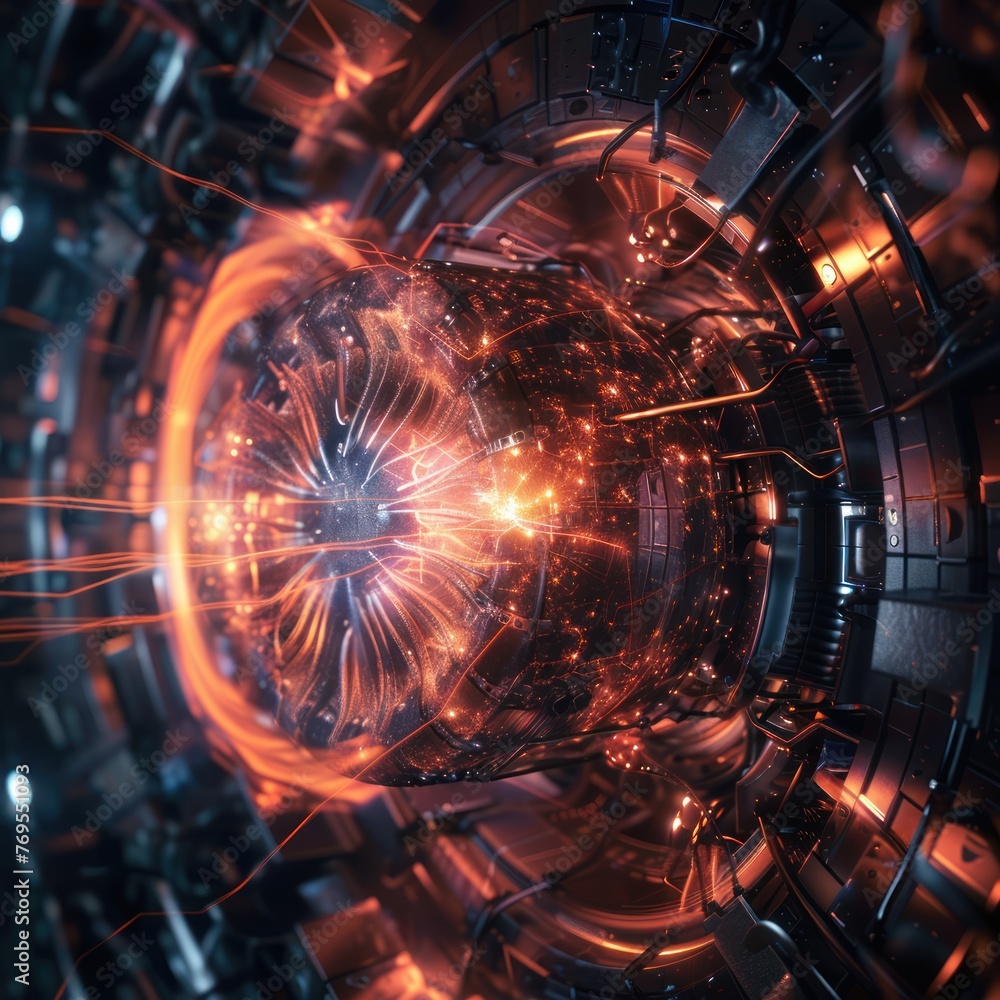 Poster futuristic vortex tunnel of streaming data and video fluxing blue background,generative ai