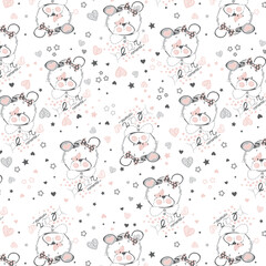 Cute teddy bears with dodle stars and hearts