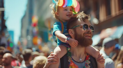 child with parent at parade