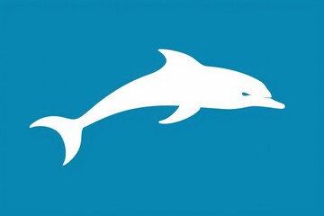 A minimalist illustration features the outline of a dolphin jumping gracefully out of the water, symbolizing joy and playfulness in marine life.