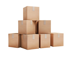 Pile cardboard isolated on transparent background, realistic png element.