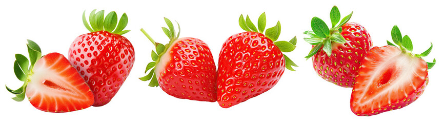Set of delicious strawberries, cut out