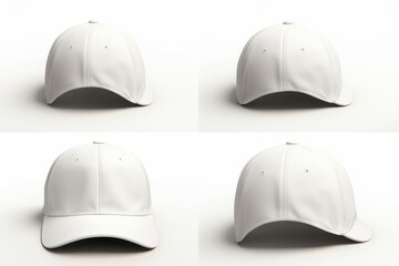 White baseball cap mockup from four different angles