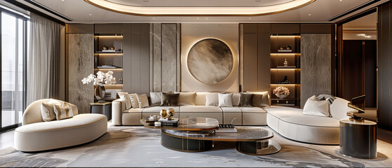 Contemporary Elegance: A Luxurious Living Space with Modern Furniture and Stylish Design