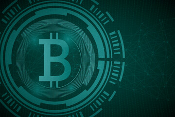 bitcoin crypto currency digital technology on circuit board .blue dark background. money global market exchange in future. Finance token online Systems. vector illustration abstract futuristic