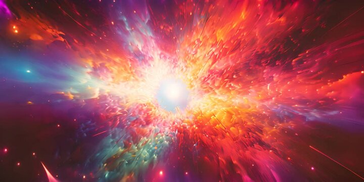 Abstract cosmic explosion depicting vibrant hues and dynamic movement, resembling a supernova 4K Video