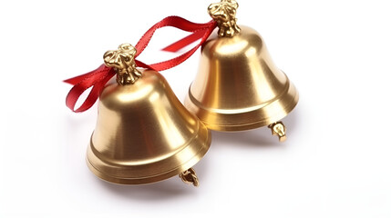 Pair of Gold Bells with a Red Ribbon