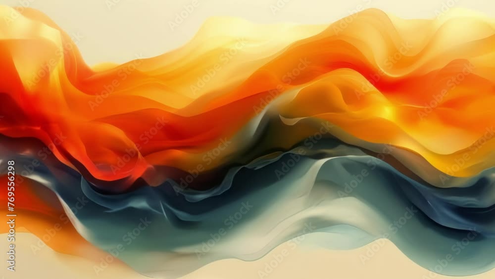 Poster a series of colorful waves dancing and intertwining symbolizing the interconnectedness of thoughts a