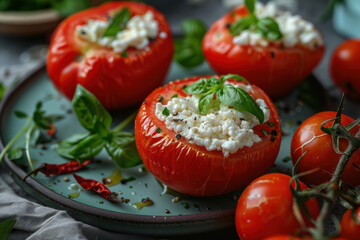 Sliced Tomatoes Topped With Feta Cheese