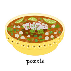 Mexican soup Poole isolated vector illustration