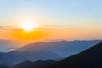 green mountain valley at the early morning