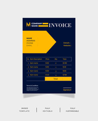 Free vector Modern Yellow based Company Invoice template