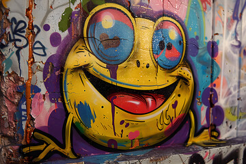 funny smiley  graffiti on the wall