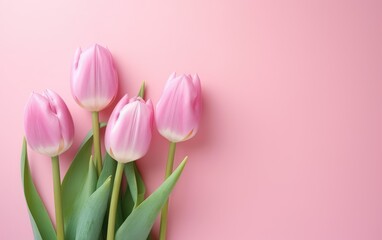 pink tulips against a pink background