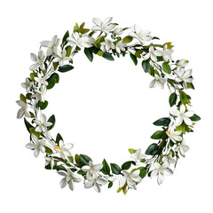 Obraz na płótnie Canvas Wreath of flowers, flower wreath round frame borders, floral decoration, transparent background, Flat lay, top view