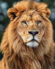 Lion portrait on savanna.