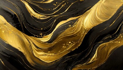 Elegant Ebb and Flow: Swirling Black Gold Abstract"