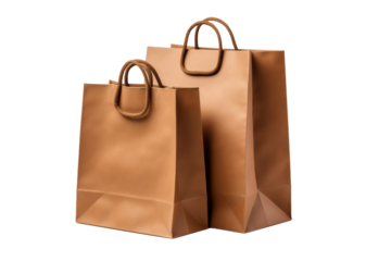 Twin Earthy Companions: A Pair of Brown Bags. On a White or Clear Surface PNG Transparent Background.
