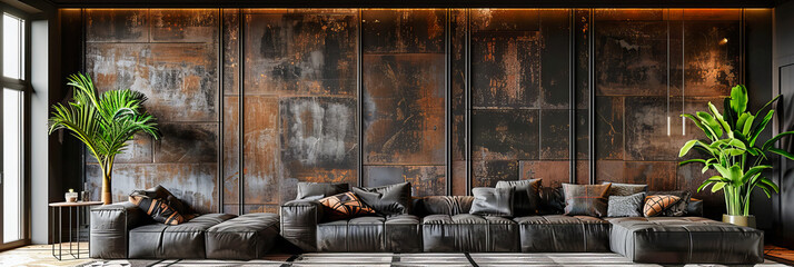 Obraz premium Contemporary Living Room with Elegant Sofa, Modern Decor, and Luxurious Comfort