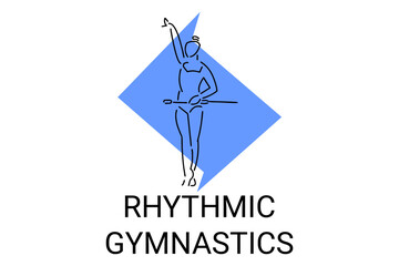 Rhythmic gymnastic sport vector line icon. practice gymnastic. sport pictogram, vector illustration