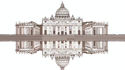 St peters basilica outline vector shadow illustration - obrazy, fototapety, plakaty