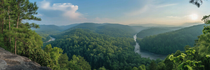 Stunning panoramic photo of the Georgia state landscape