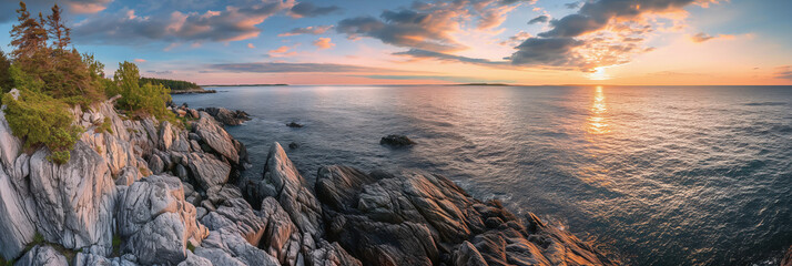 Stunning panoramic photo of the Maine state landscape - obrazy, fototapety, plakaty