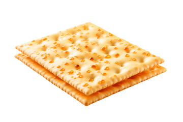 Harmony of Crunch: Two Crackers With Cheese Duo. On a White or Clear Surface PNG Transparent Background.