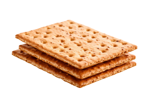 Towering Trio of Crackers. On a White or Clear Surface PNG Transparent Background.