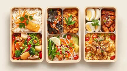 Four Containers Filled With Various Types of Food