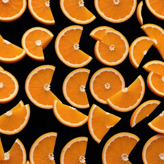 Pattern of Oranges on a black background