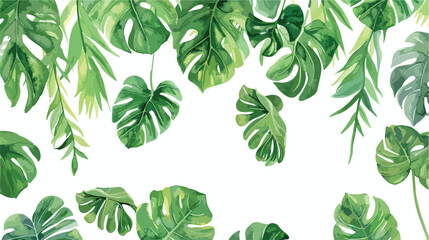 Tropical plants green leaves of creepers  - obrazy, fototapety, plakaty