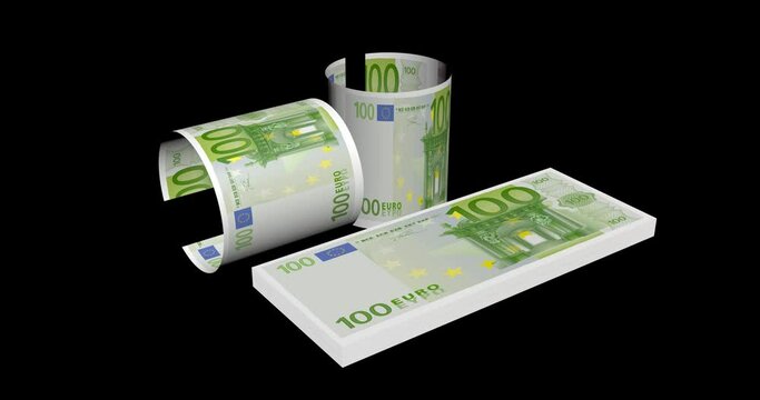 100 Euro Bank Note Currency 3D Alpha Channel