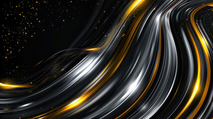 Black and silver modern abstract background with yellow stripes Generative AI