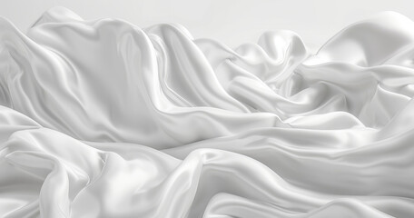 White satin fabric waves in the foreground