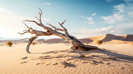 Fototapeta na wymiar Rough tree trunk in desert landscape
