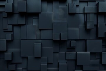 Dark Abstract Geometric Blocks Background, 3D Rendering Design