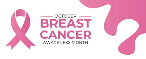 Foto op Aluminium Breast cancer awareness campaign banner background with pink ribbon. vector illustration of breast cancer awareness campaign in october month background. poster, flyer, cover, card, web, brochure. © Umar