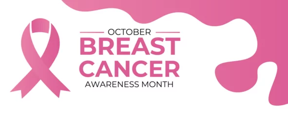 Fototapeten Breast cancer awareness campaign banner background with pink ribbon. vector illustration of breast cancer awareness campaign in october month background. poster, flyer, cover, card, web, brochure. © Umar