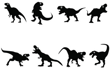 Horrible dinosaur silhouettes, Set of  black dinosaur vector ,Hig quality dinosaur vector ,Set of jurassic Shadows, Dinosaur Silhouettes Vector Illustration © Mudassar