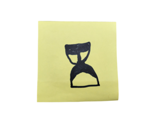Hourglass time save flat handrawn icon on sticky note